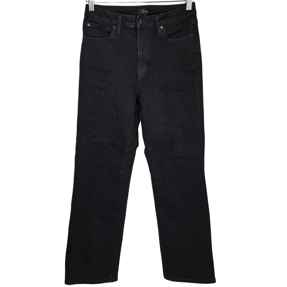 Quince Stretch High Rise Straight Jeans Black Size 27 KCLC004